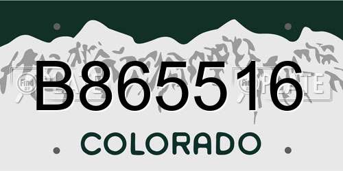 B865516 Colorado License Plate