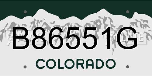 B86551G Colorado License Plate