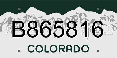 B865816 Colorado License Plate