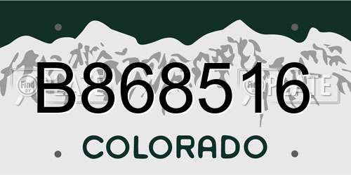 B868516 Colorado License Plate