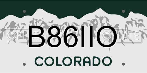 B86IIO Colorado License Plate