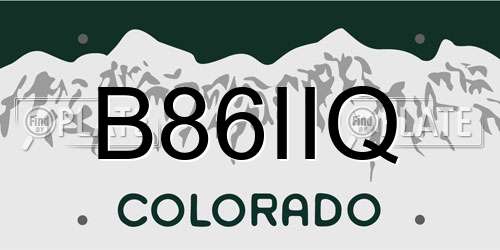 B86IIQ Colorado License Plate