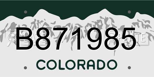 B871985 Colorado License Plate