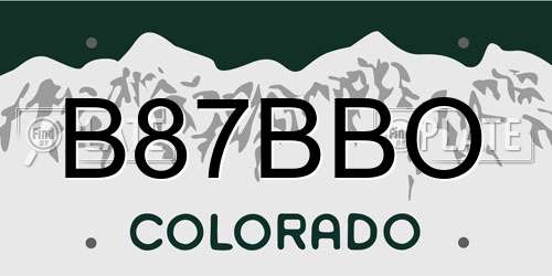 B87BBO Colorado License Plate