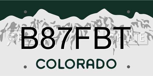 B87FBT Colorado License Plate