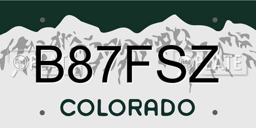 B87FSZ Colorado License Plate