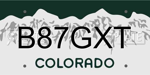 B87GXT Colorado License Plate