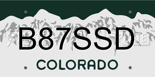 B87SSD Colorado License Plate