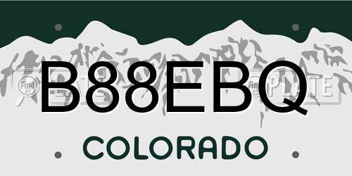B88EBQ Colorado License Plate