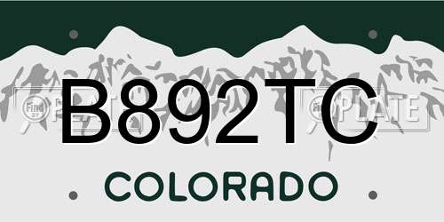 B892TC Colorado License Plate