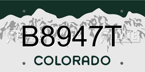 B8947T Colorado License Plate