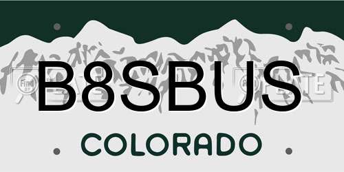 B8SBUS Colorado License Plate