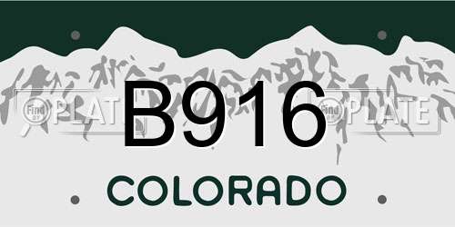 B916 Colorado License Plate