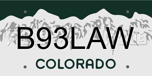B93LAW Colorado License Plate