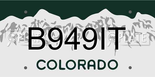 B949IT Colorado License Plate