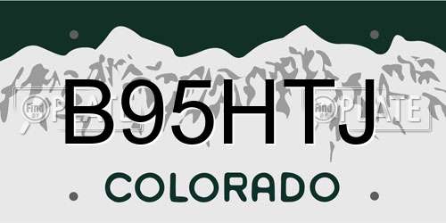 B95HTJ Colorado License Plate