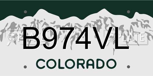B974VL Colorado License Plate