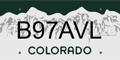 B97AVL Colorado License Plate