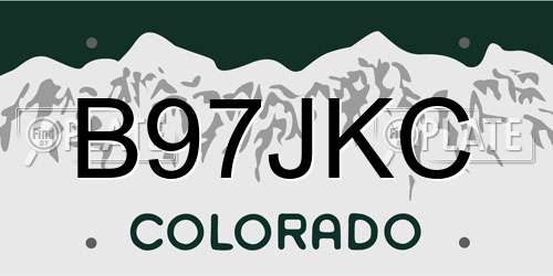B97JKC Colorado License Plate