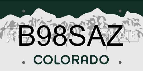 B98SAZ Colorado License Plate