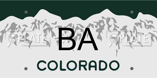 BA Colorado License Plate