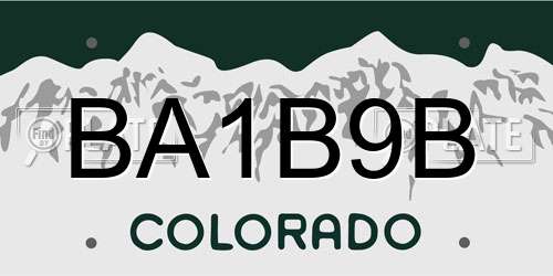 BA1B9B Colorado License Plate