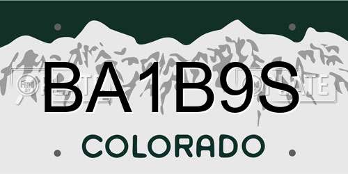 BA1B9S Colorado License Plate