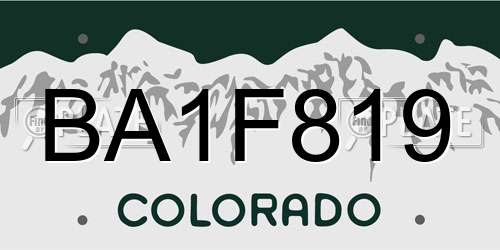 BA1F819 Colorado License Plate