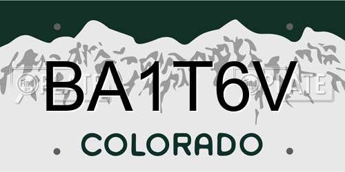 BA1T6V Colorado License Plate