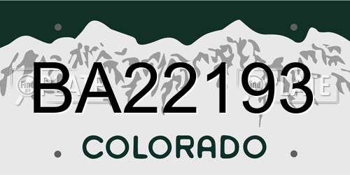 BA22193 Colorado License Plate