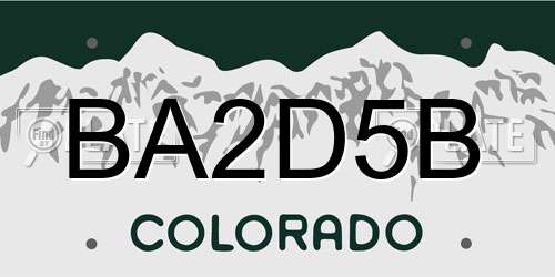 BA2D5B Colorado License Plate