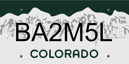 BA2M5L Colorado License Plate