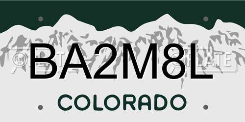BA2M8L Colorado License Plate