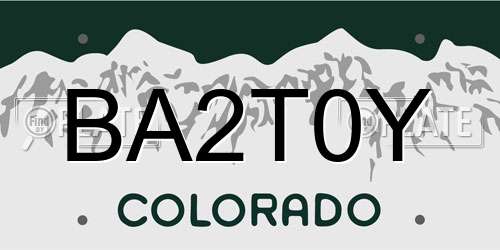 BA2T0Y Colorado License Plate