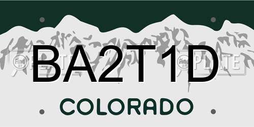 BA2T1D Colorado License Plate
