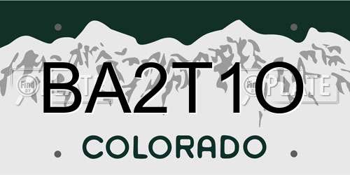 BA2T1O Colorado License Plate