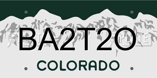 BA2T2O Colorado License Plate