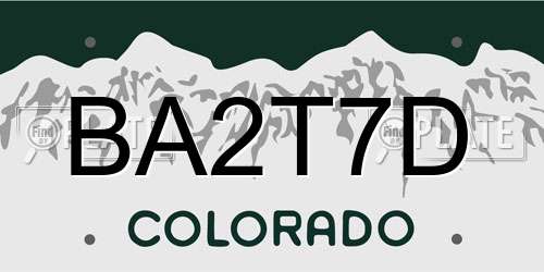 BA2T7D Colorado License Plate