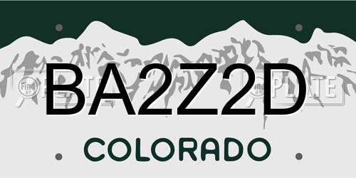 BA2Z2D Colorado License Plate