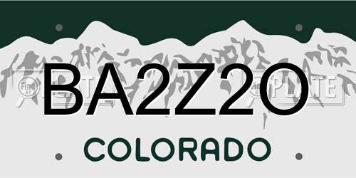 BA2Z2O Colorado License Plate