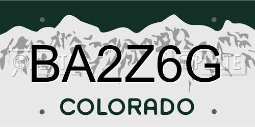 BA2Z6G Colorado License Plate