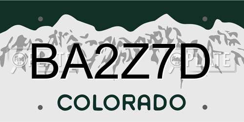 BA2Z7D Colorado License Plate