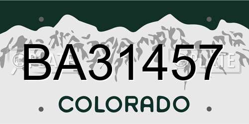 BA31457 Colorado License Plate