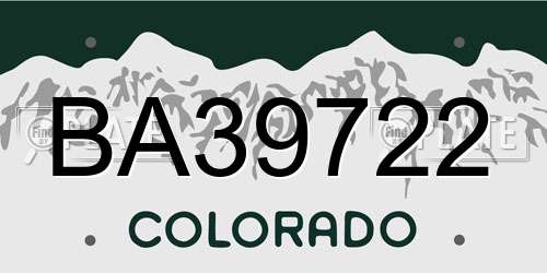 BA39722 Colorado License Plate