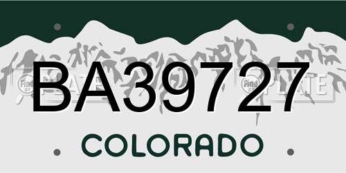 BA39727 Colorado License Plate