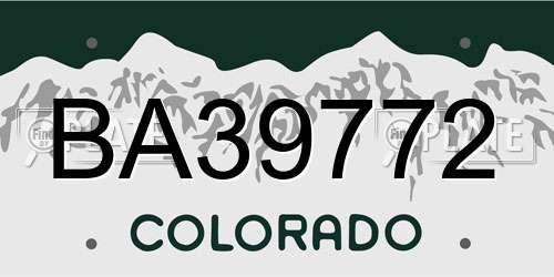 BA39772 Colorado License Plate