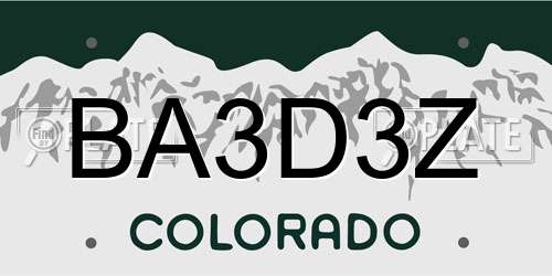 BA3D3Z Colorado License Plate