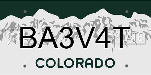BA3V4T Colorado License Plate