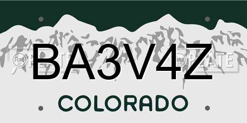 BA3V4Z Colorado License Plate