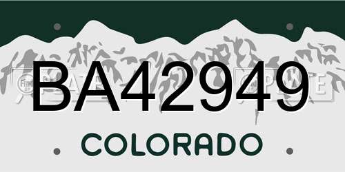 BA42949 Colorado License Plate